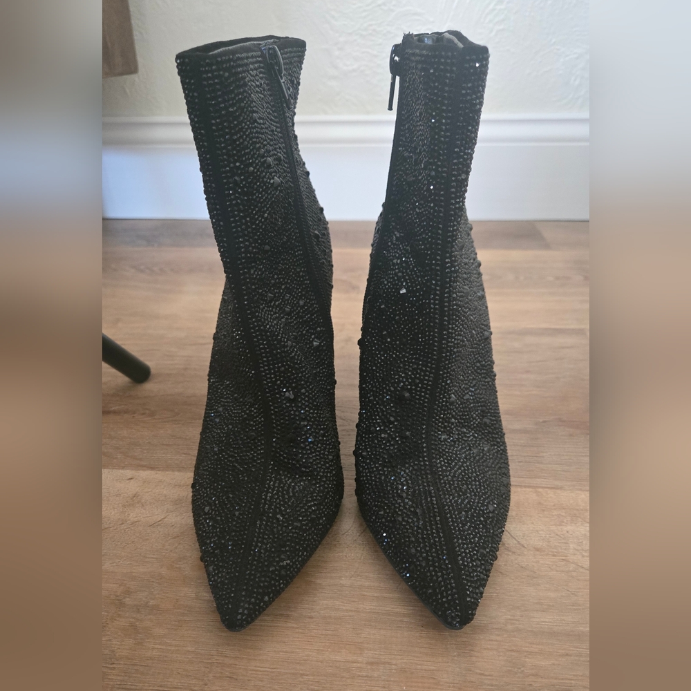 Inc Sparkly Black Ankle Boots